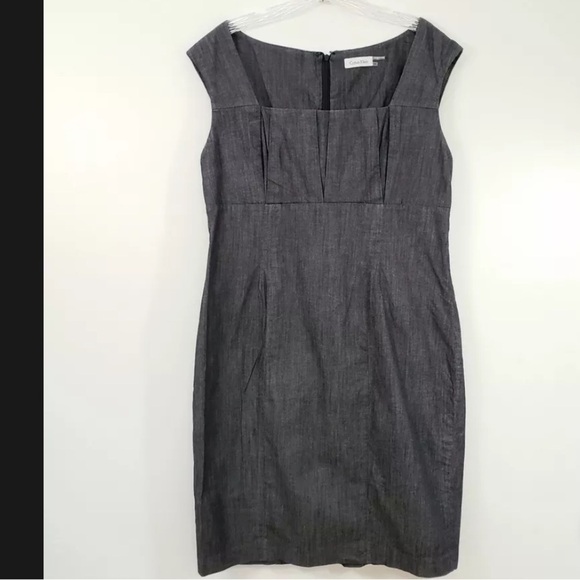 NWT Calvin Klein Grey Tank Sheath Midi Dress - Picture 15 of 16